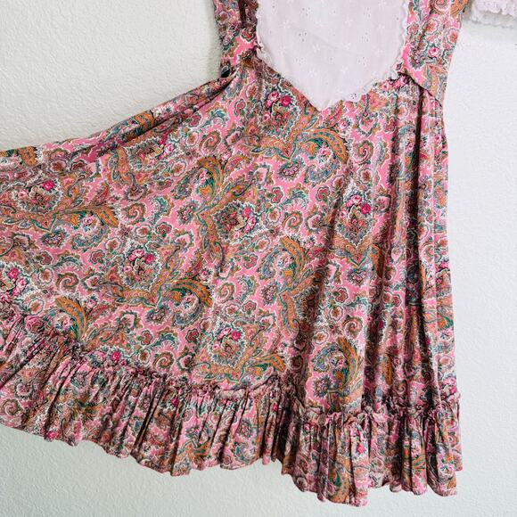 Vintage Prairie Dress Womens Floral Paisley Western Cottage Core Peasant Boho - Picture 6 of 14